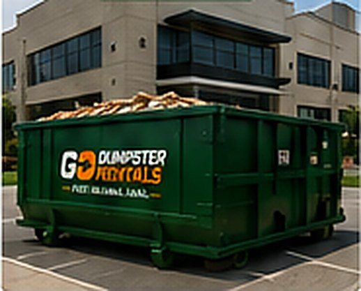 30 yard dumpster outside a commercial office building