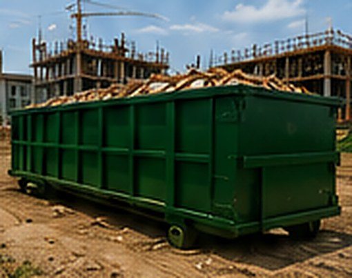 40 yard roll-off dumpster on a large construction site
